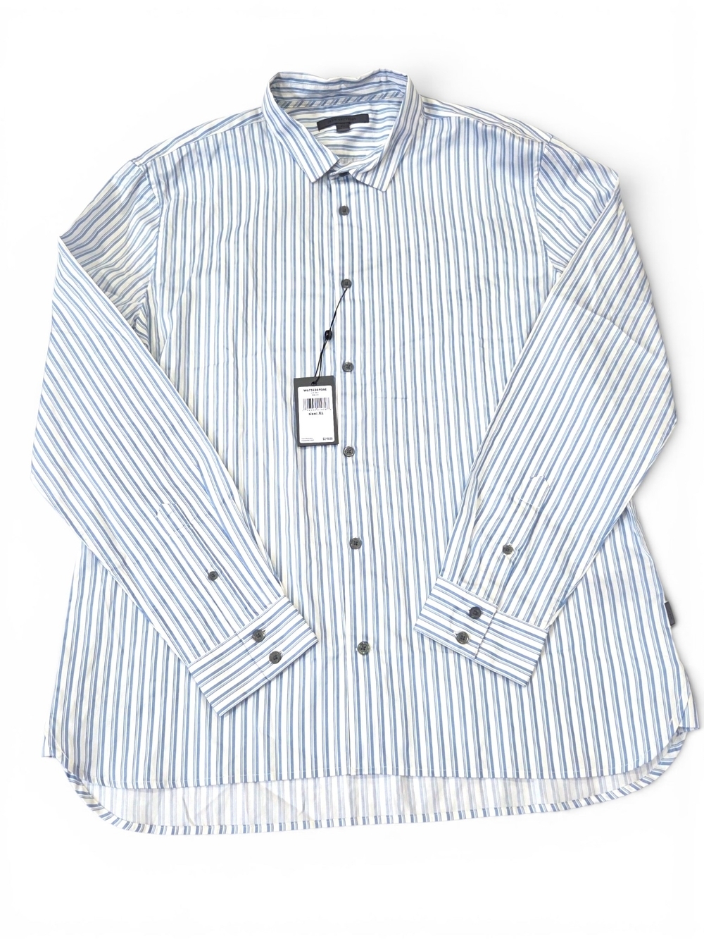 John Varvatos NWT Striped Button Down Shirt XL Blue White 100% Cotton